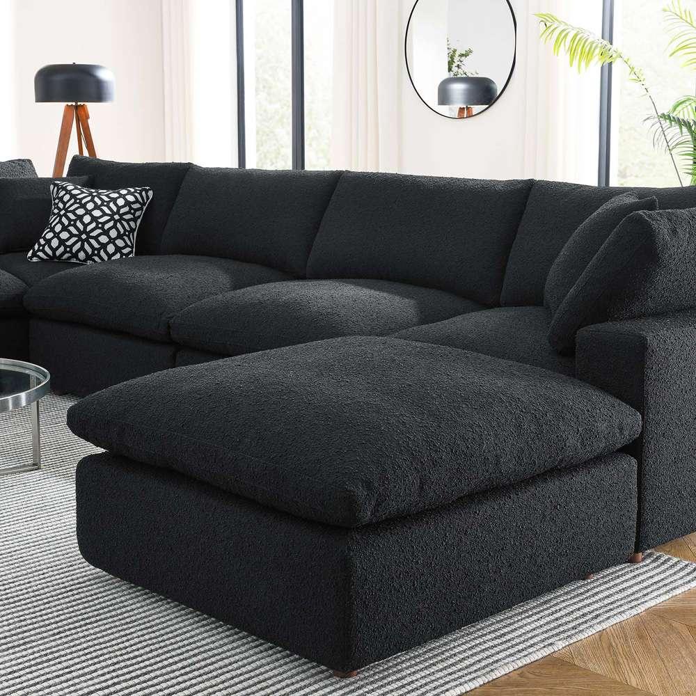 Modway - Commix Down Filled Overstuffed Boucle 7-Piece Sectional Sofa in Black - EEI-6370-BLK veiw 4
