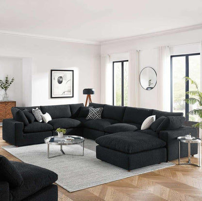 Modway - Commix Down Filled Overstuffed Boucle 7-Piece Sectional Sofa in Black - EEI-6370-BLK veiw 5