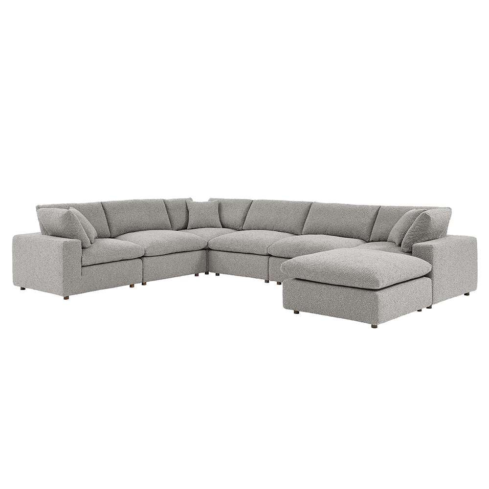 Modway - Commix Down Filled Overstuffed Boucle 7-Piece Sectional Sofa in Light Gray - EEI-6370-LGR veiw 1