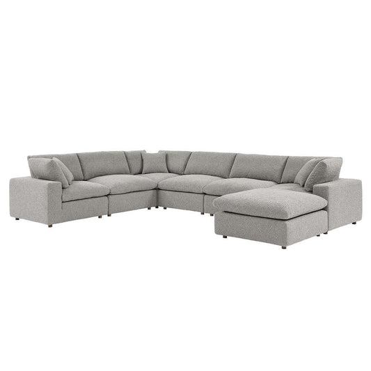 Modway - Commix Down Filled Overstuffed Boucle 7-Piece Sectional Sofa in Light Gray - EEI-6370-LGR veiw 2