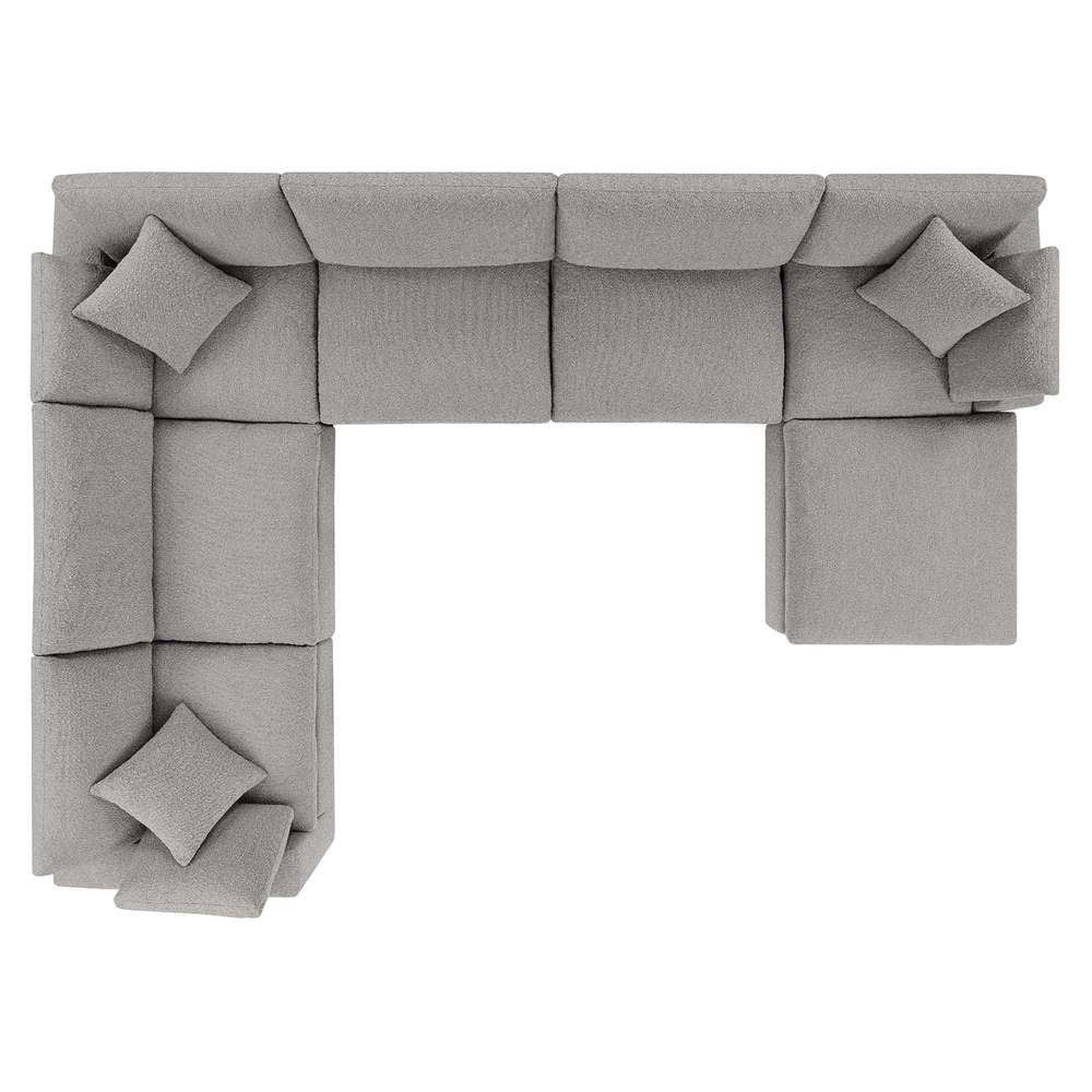 Modway - Commix Down Filled Overstuffed Boucle 7-Piece Sectional Sofa in Light Gray - EEI-6370-LGR veiw 3
