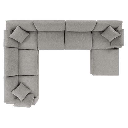 Modway - Commix Down Filled Overstuffed Boucle 7-Piece Sectional Sofa in Light Gray - EEI-6370-LGR veiw 3