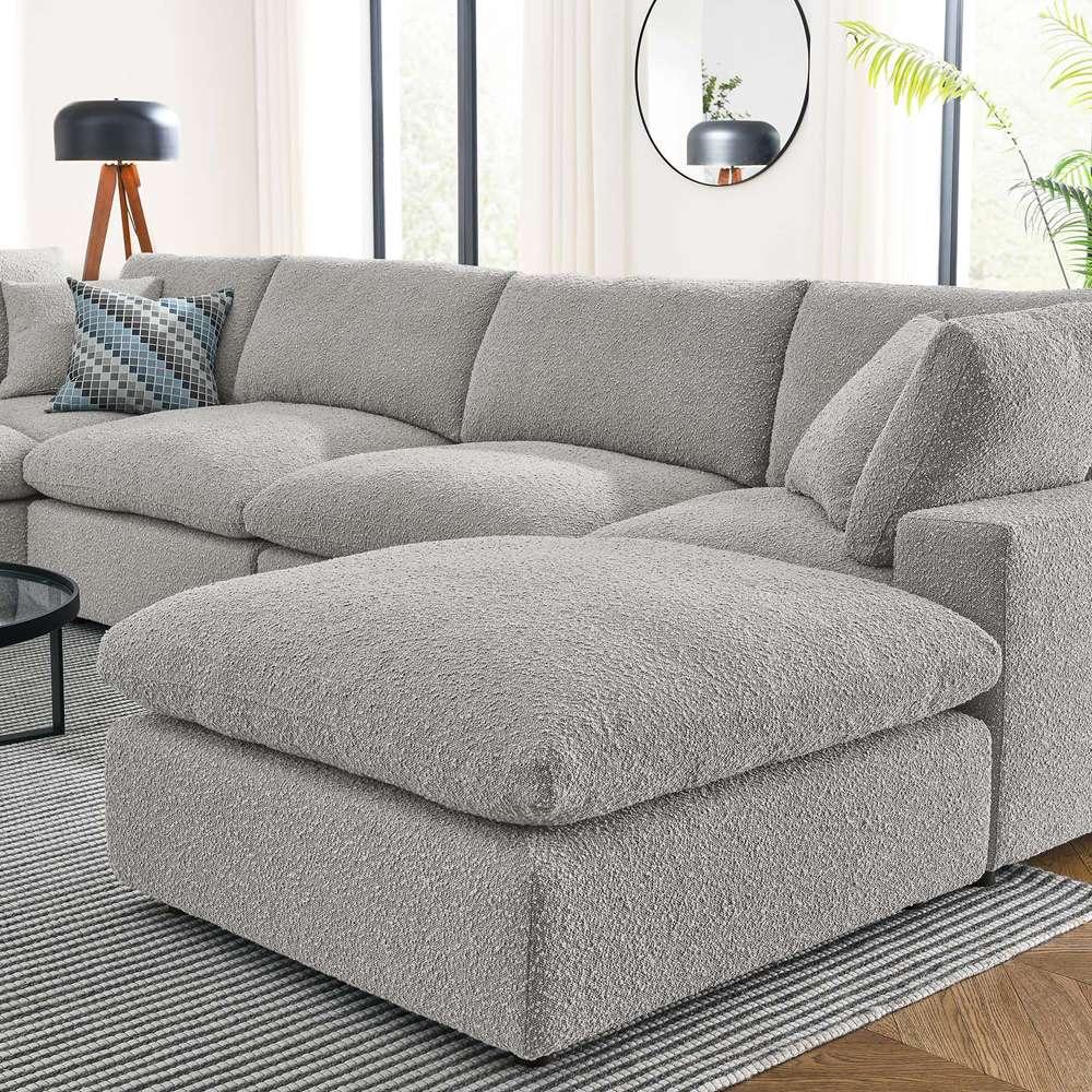 Modway - Commix Down Filled Overstuffed Boucle 7-Piece Sectional Sofa in Light Gray - EEI-6370-LGR veiw 4