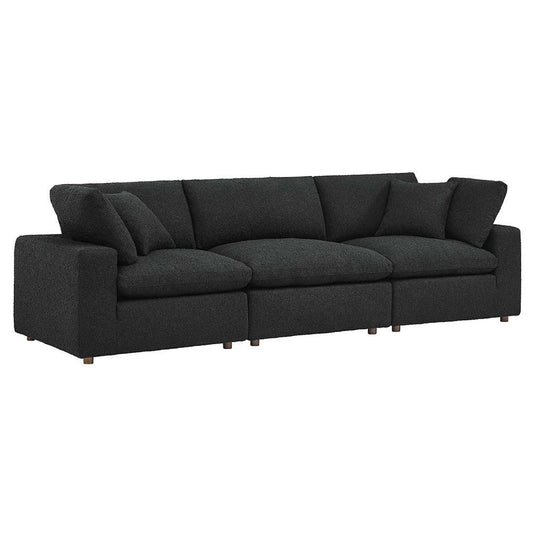 Modway - Commix Down Filled Overstuffed Boucle Fabric 3-Seater Sofa - EEI-6362-BLK veiw 1
