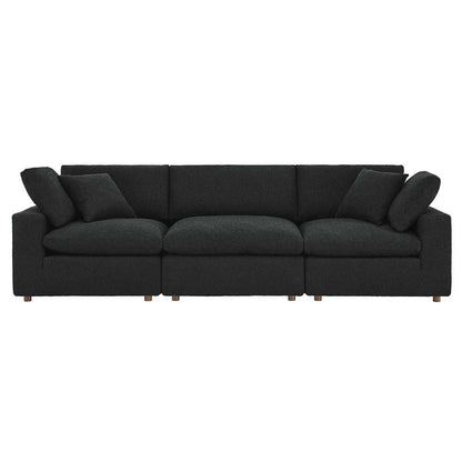 Modway - Commix Down Filled Overstuffed Boucle Fabric 3-Seater Sofa - EEI-6362-BLK veiw 3