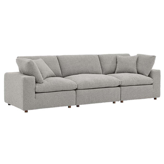 Modway - Commix Down Filled Overstuffed Boucle Fabric 3-Seater Sofa in Light Gray - EEI-6362-LGR veiw 1