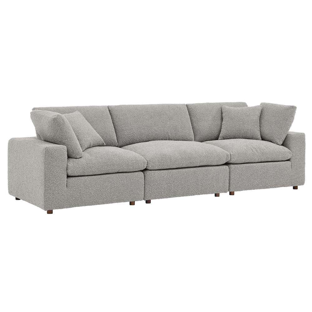 Modway - Commix Down Filled Overstuffed Boucle Fabric 3-Seater Sofa in Light Gray - EEI-6362-LGR veiw 2