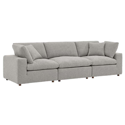 Modway - Commix Down Filled Overstuffed Boucle Fabric 3-Seater Sofa in Light Gray - EEI-6362-LGR veiw 2