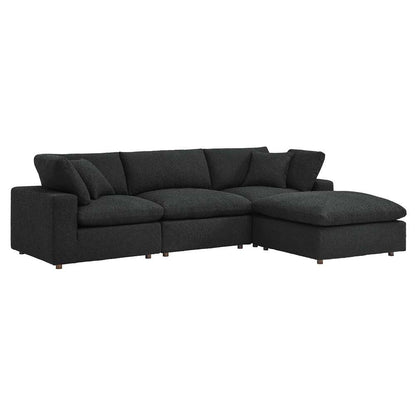 Modway - Commix Down Filled Overstuffed Boucle Fabric 4-Piece Sectional Sofa in Black - EEI-6363-BLK veiw 2