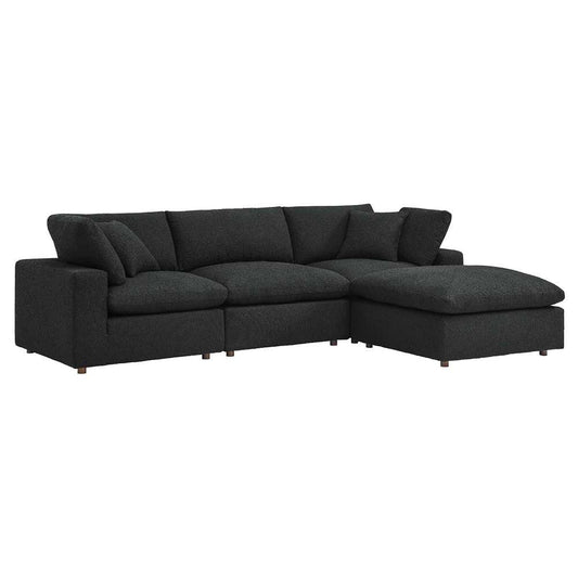 Modway - Commix Down Filled Overstuffed Boucle Fabric 4-Piece Sectional Sofa in Black - EEI-6363-BLK veiw 2