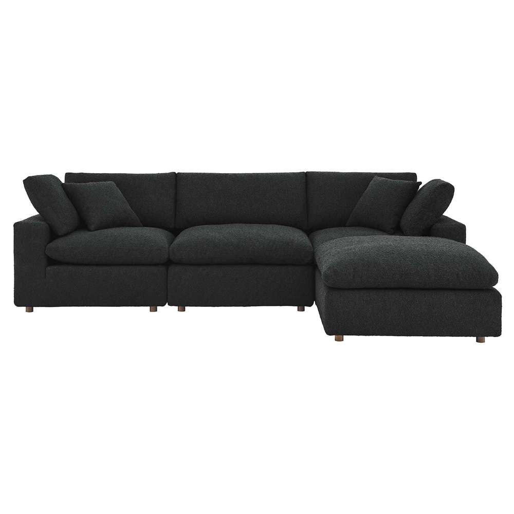 Modway - Commix Down Filled Overstuffed Boucle Fabric 4-Piece Sectional Sofa in Black - EEI-6363-BLK veiw 3