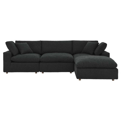 Modway - Commix Down Filled Overstuffed Boucle Fabric 4-Piece Sectional Sofa in Black - EEI-6363-BLK veiw 3