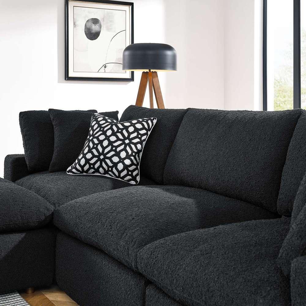 Modway - Commix Down Filled Overstuffed Boucle Fabric 4-Piece Sectional Sofa in Black - EEI-6363-BLK veiw 4