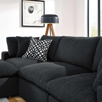 Modway - Commix Down Filled Overstuffed Boucle Fabric 4-Piece Sectional Sofa in Black - EEI-6363-BLK veiw 4