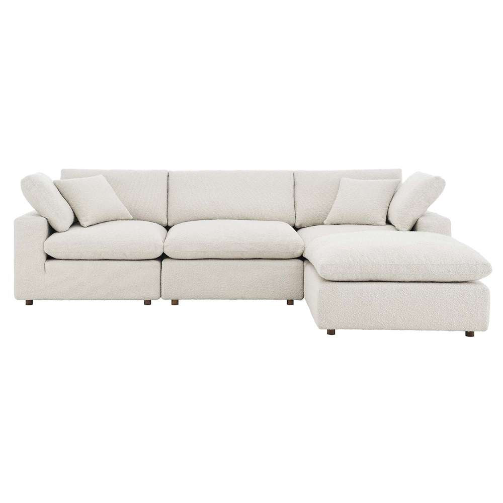 Modway - Commix Down Filled Overstuffed Boucle Fabric 4-Piece Sectional Sofa in Ivory - EEI-6363-IVO veiw 3