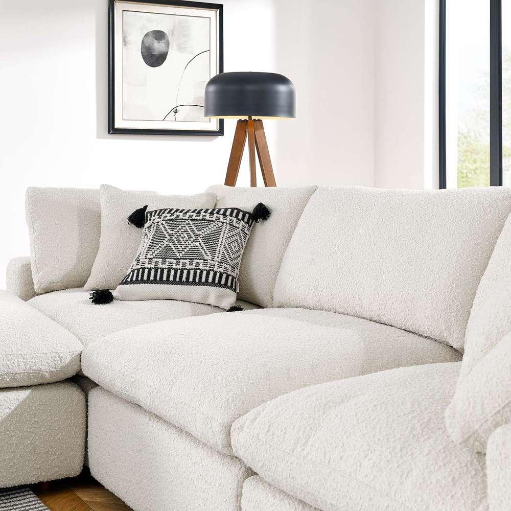 Modway - Commix Down Filled Overstuffed Boucle Fabric 4-Piece Sectional Sofa in Ivory - EEI-6363-IVO veiw 4