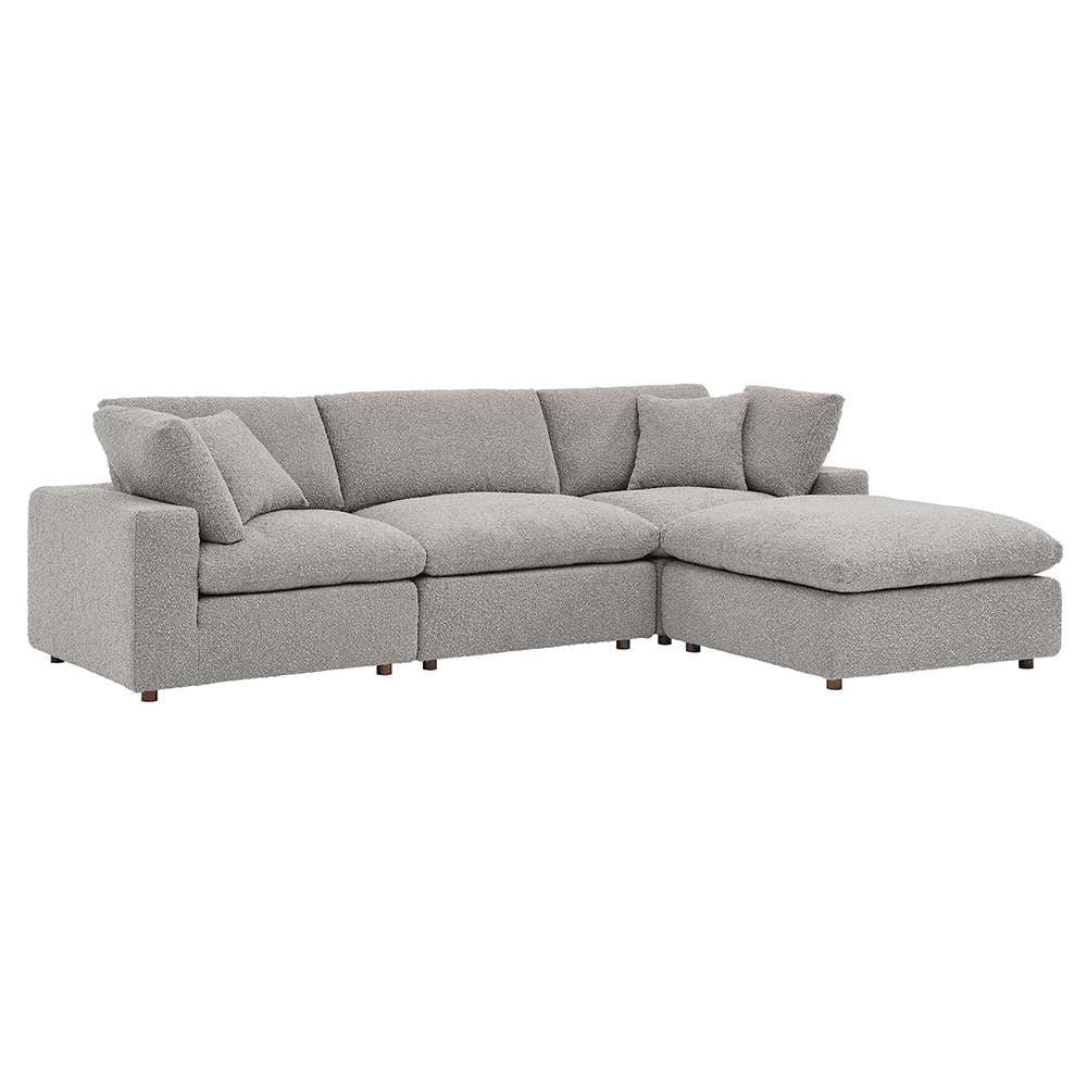 Modway - Commix Down Filled Overstuffed Boucle Fabric 4-Piece Sectional Sofa in Light Gray - EEI-6363-LGR veiw 1