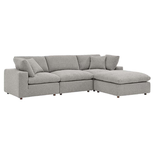 Modway - Commix Down Filled Overstuffed Boucle Fabric 4-Piece Sectional Sofa in Light Gray - EEI-6363-LGR veiw 1