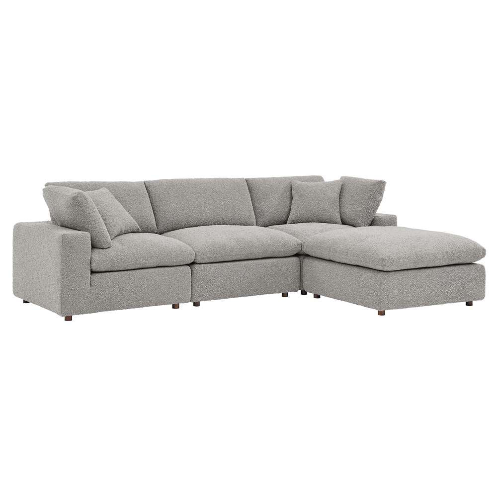 Modway - Commix Down Filled Overstuffed Boucle Fabric 4-Piece Sectional Sofa in Light Gray - EEI-6363-LGR veiw 2