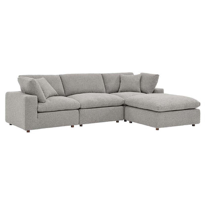 Modway - Commix Down Filled Overstuffed Boucle Fabric 4-Piece Sectional Sofa in Light Gray - EEI-6363-LGR veiw 2