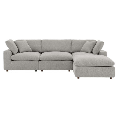 Modway - Commix Down Filled Overstuffed Boucle Fabric 4-Piece Sectional Sofa in Light Gray - EEI-6363-LGR veiw 3