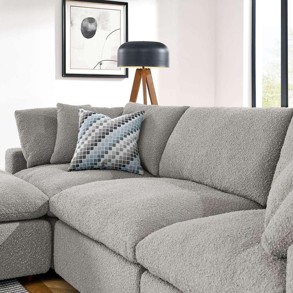 Modway - Commix Down Filled Overstuffed Boucle Fabric 4-Piece Sectional Sofa in Light Gray - EEI-6363-LGR veiw 4