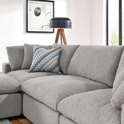Modway - Commix Down Filled Overstuffed Boucle Fabric 4-Piece Sectional Sofa in Light Gray - EEI-6363-LGR veiw 4