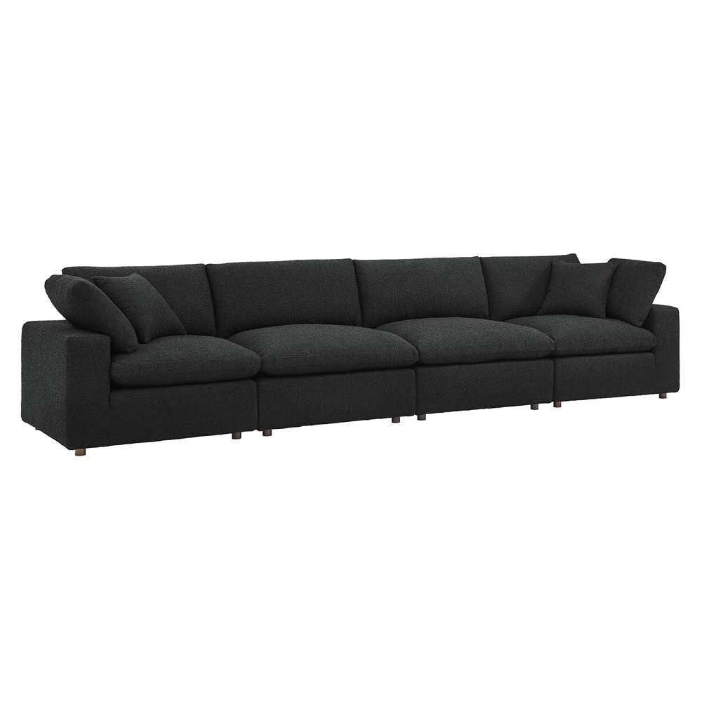 Modway - Commix Down Filled Overstuffed Boucle Fabric 4-Seater Sofa in Black - EEI-6364-BLK veiw 2