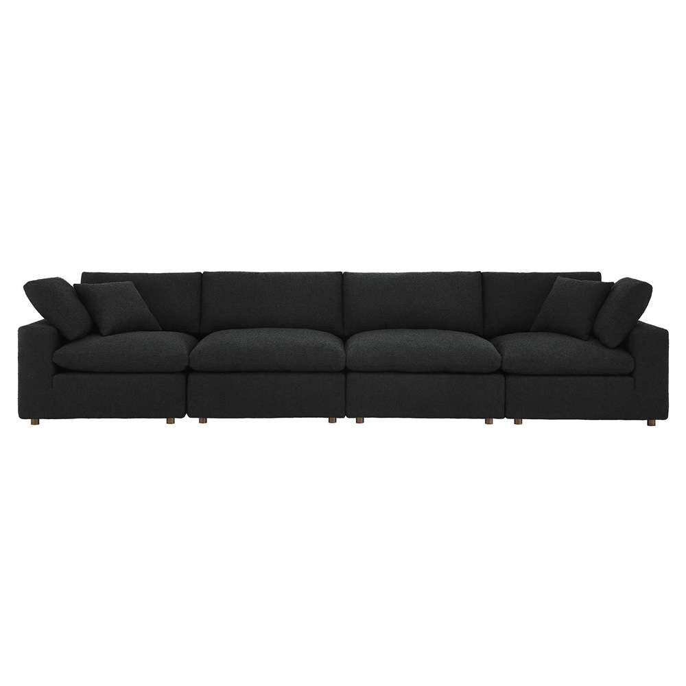 Modway - Commix Down Filled Overstuffed Boucle Fabric 4-Seater Sofa in Black - EEI-6364-BLK veiw 3