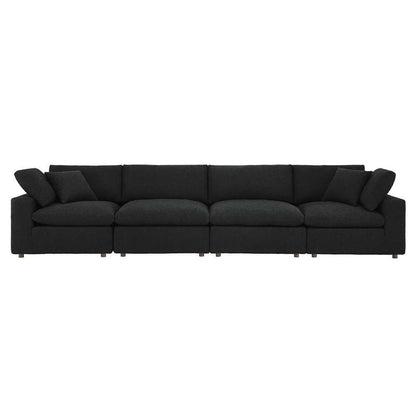 Modway - Commix Down Filled Overstuffed Boucle Fabric 4-Seater Sofa in Black - EEI-6364-BLK veiw 3