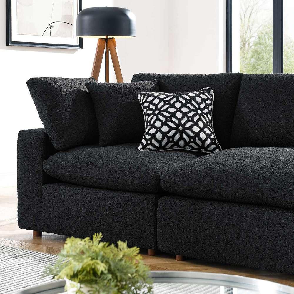Modway - Commix Down Filled Overstuffed Boucle Fabric 4-Seater Sofa in Black - EEI-6364-BLK veiw 4