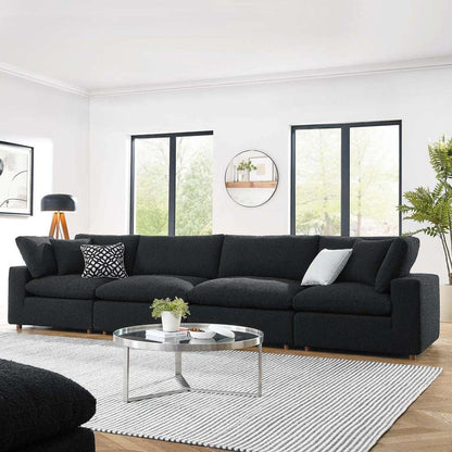 Modway - Commix Down Filled Overstuffed Boucle Fabric 4-Seater Sofa in Black - EEI-6364-BLK veiw 5