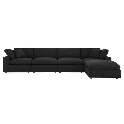 Modway - Commix Down Filled Overstuffed Boucle Fabric 5-Piece Sectional Sofa in Black - EEI-6365-BLK veiw 3