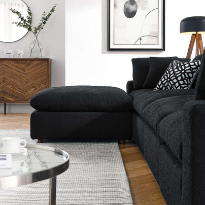 Modway - Commix Down Filled Overstuffed Boucle Fabric 5-Piece Sectional Sofa in Black - EEI-6365-BLK veiw 4
