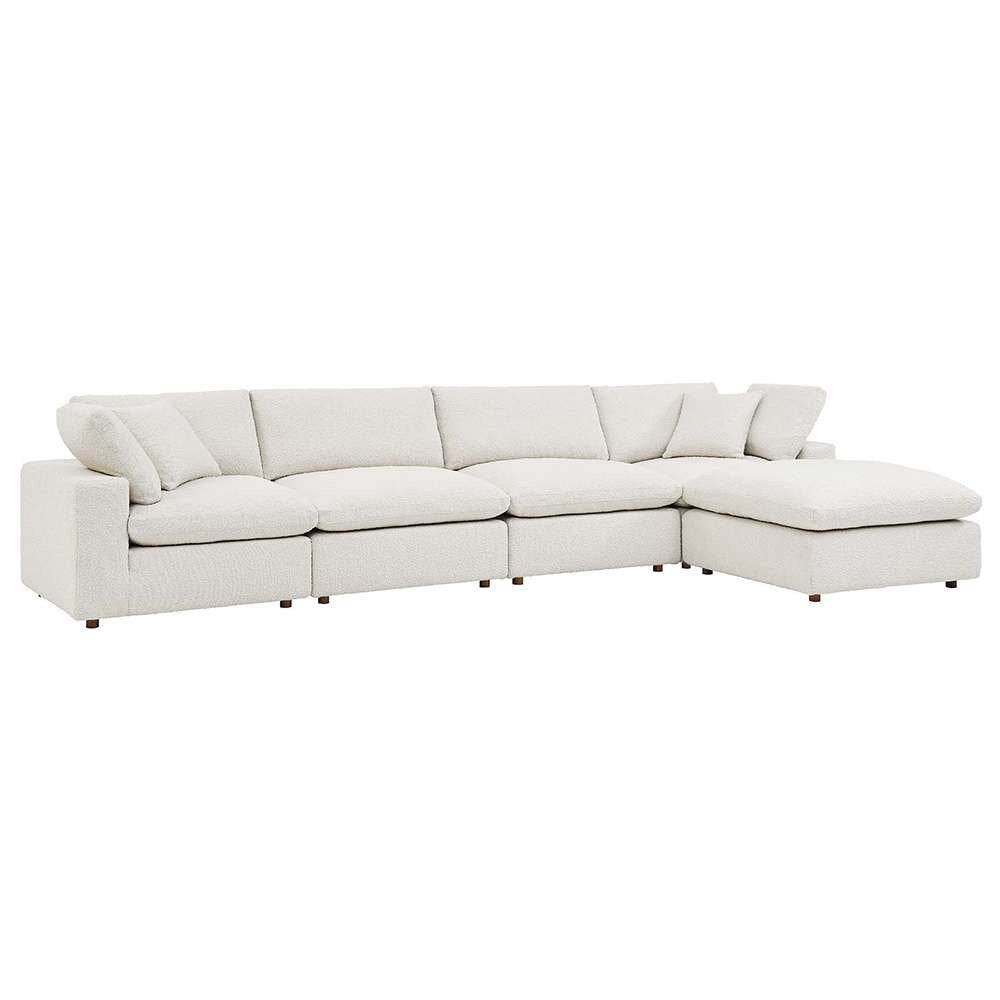 Modway - Commix Down Filled Overstuffed Boucle Fabric 5-Piece Sectional Sofa in Ivory - EEI-6365-IVO veiw 1