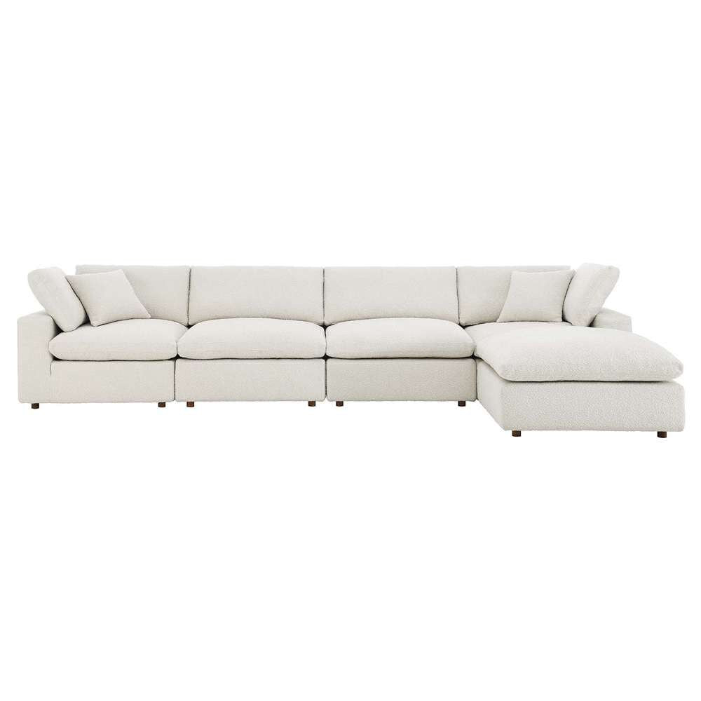 Modway - Commix Down Filled Overstuffed Boucle Fabric 5-Piece Sectional Sofa in Ivory - EEI-6365-IVO veiw 3