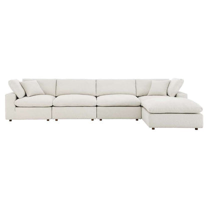Modway - Commix Down Filled Overstuffed Boucle Fabric 5-Piece Sectional Sofa in Ivory - EEI-6365-IVO veiw 3