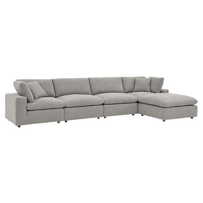 Modway - Commix Down Filled Overstuffed Boucle Fabric 5-Piece Sectional Sofa in Light Gray - EEI-6365-LGR veiw 1