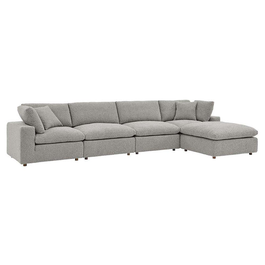 Modway - Commix Down Filled Overstuffed Boucle Fabric 5-Piece Sectional Sofa in Light Gray - EEI-6365-LGR veiw 1