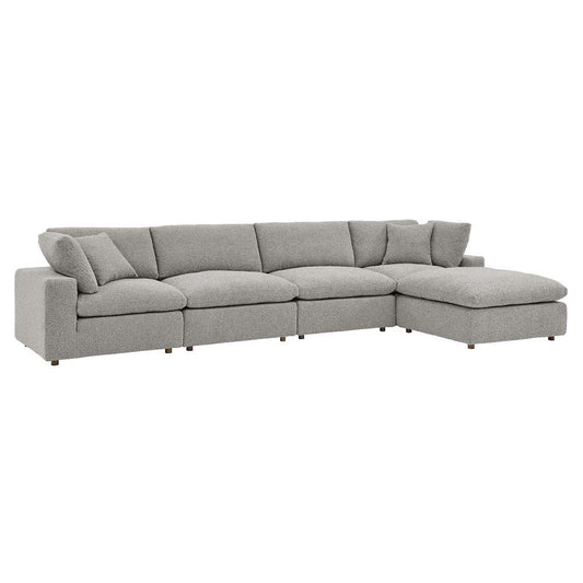 Modway - Commix Down Filled Overstuffed Boucle Fabric 5-Piece Sectional Sofa in Light Gray - EEI-6365-LGR veiw 2