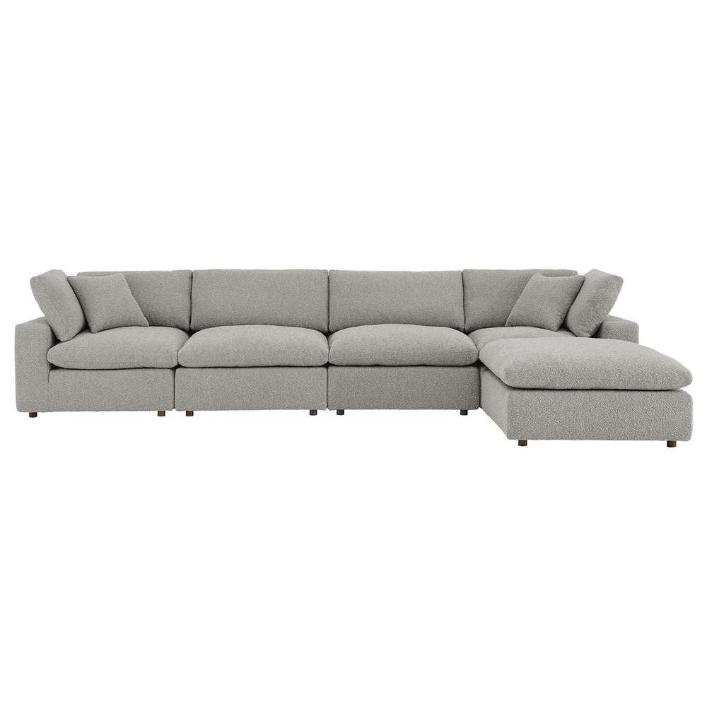 Modway - Commix Down Filled Overstuffed Boucle Fabric 5-Piece Sectional Sofa in Light Gray - EEI-6365-LGR veiw 3