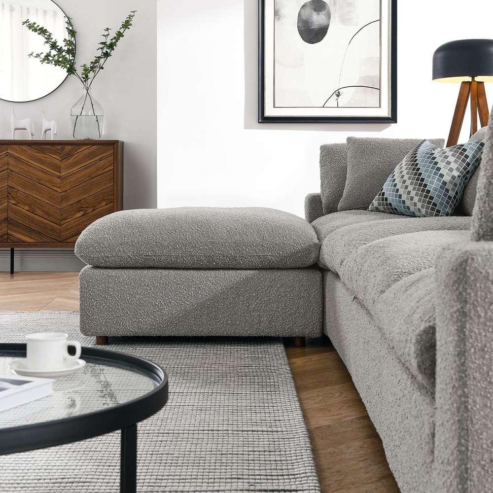 Modway - Commix Down Filled Overstuffed Boucle Fabric 5-Piece Sectional Sofa in Light Gray - EEI-6365-LGR veiw 4