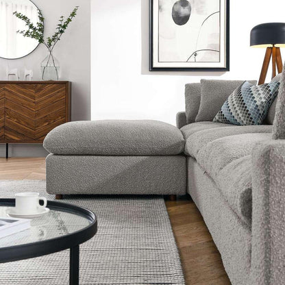 Modway - Commix Down Filled Overstuffed Boucle Fabric 5-Piece Sectional Sofa in Light Gray - EEI-6365-LGR veiw 4