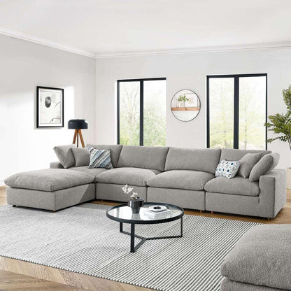 Modway - Commix Down Filled Overstuffed Boucle Fabric 5-Piece Sectional Sofa in Light Gray - EEI-6365-LGR veiw 5