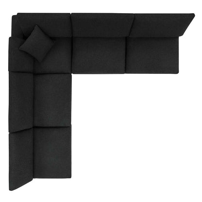 Modway - Commix Down Filled Overstuffed Boucle Fabric 5-Piece Sectional Sofa in Black - EEI-6367-BLK veiw 3