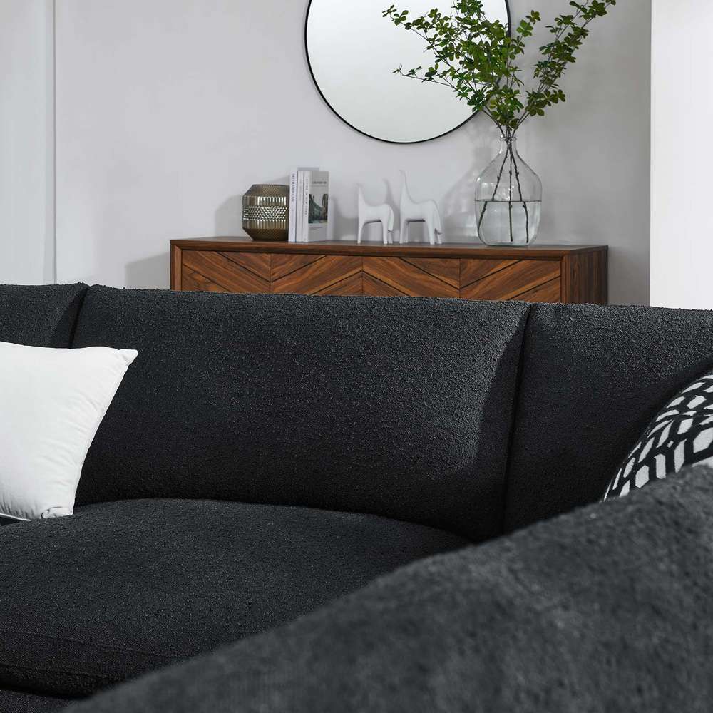 Modway - Commix Down Filled Overstuffed Boucle Fabric 5-Piece Sectional Sofa in Black - EEI-6367-BLK veiw 4