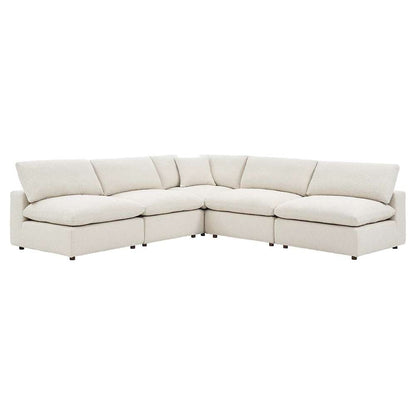 Modway - Commix Down Filled Overstuffed Boucle Fabric 5-Piece Sectional Sofa in Ivory - EEI-6367-IVO veiw 1