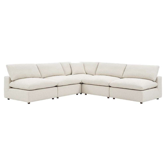 Modway - Commix Down Filled Overstuffed Boucle Fabric 5-Piece Sectional Sofa in Ivory - EEI-6367-IVO veiw 1
