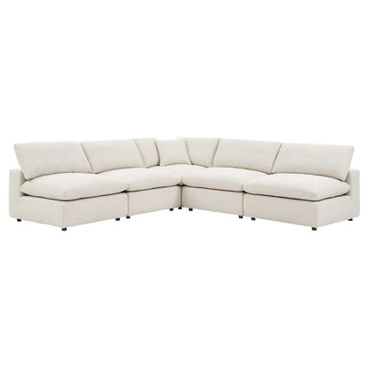 Modway - Commix Down Filled Overstuffed Boucle Fabric 5-Piece Sectional Sofa in Ivory - EEI-6367-IVO veiw 2