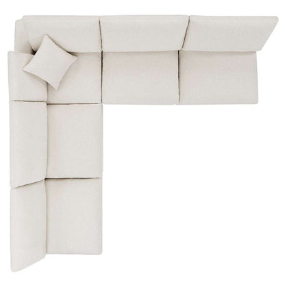 Modway - Commix Down Filled Overstuffed Boucle Fabric 5-Piece Sectional Sofa in Ivory - EEI-6367-IVO veiw 3